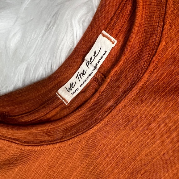 Shirred [We The Free ✵ People] Burnt Orange Tee | Ruched Long Sleeve Top | Small - Picture 6 of 12